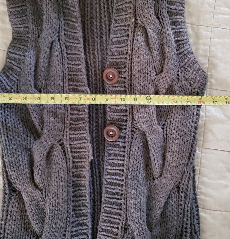 Free People Wool Blend Cable Knit Hooded Duster Cardigan Small/Med Ombre Tie Dye - Picture 10 of 13